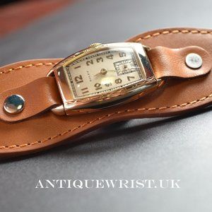 Rectangle gold plated tank case Rolex 1930 military trench WW1-WW2 wristwatch